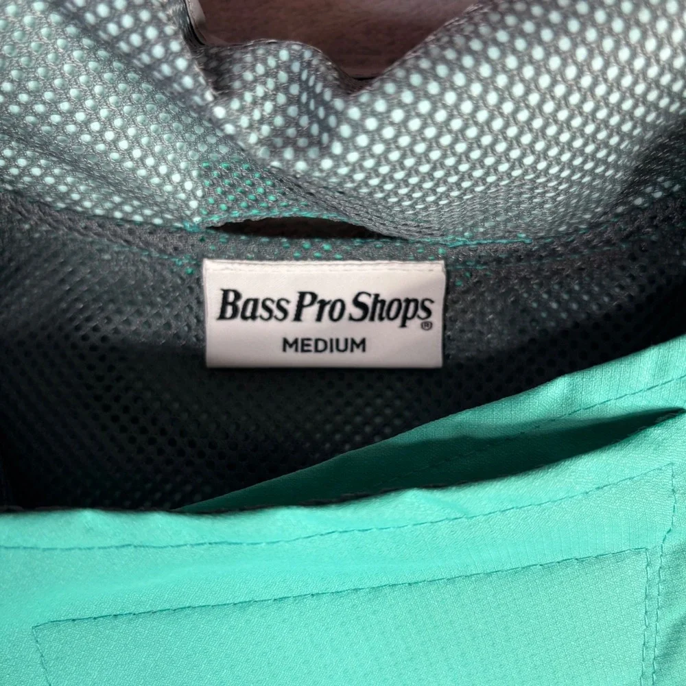 Bass Pro Shops Dog Raincoat Medium Neon Yellow Teal Reflective Mesh Lined Pocket